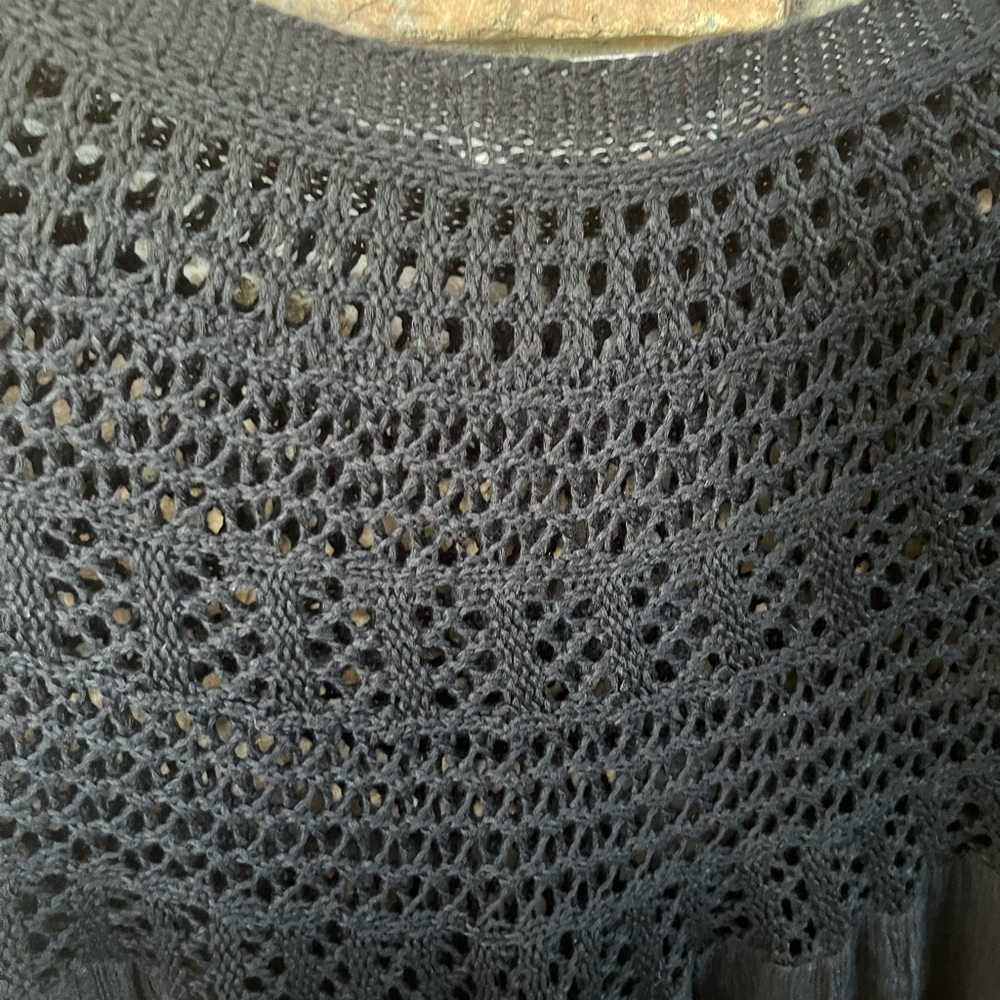 Black Crochet Fringe Top - Picture 3 of 4
